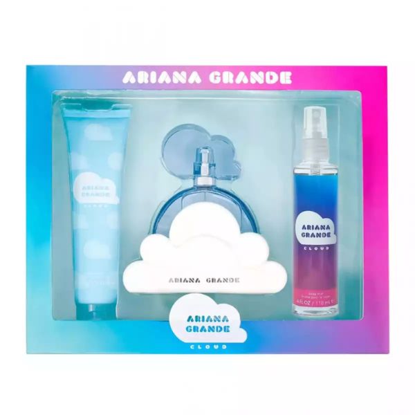 Estuche Cloud Ariana grande mujer 3pzs 100ml edp+ crema+ Gel de baño